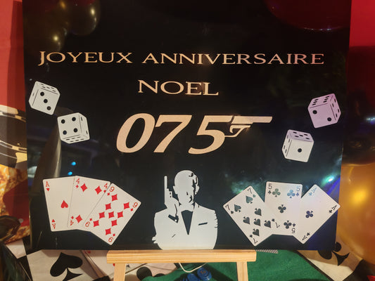 Panneau  Joyeux anniversaire "James BOND"