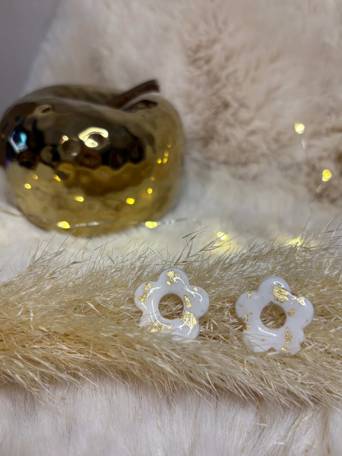 Boucle d'oreilles pampille feuille dorée